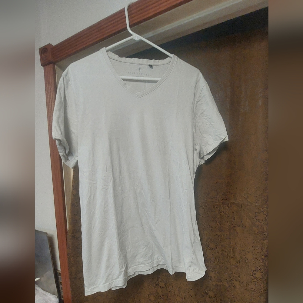 American TALL Men's White V-Neck Shirt